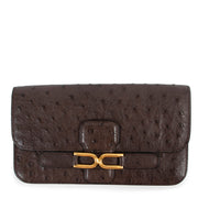 Delvaux Brown Ostrich Escudo Wallet 100% authentic. Buy safely here