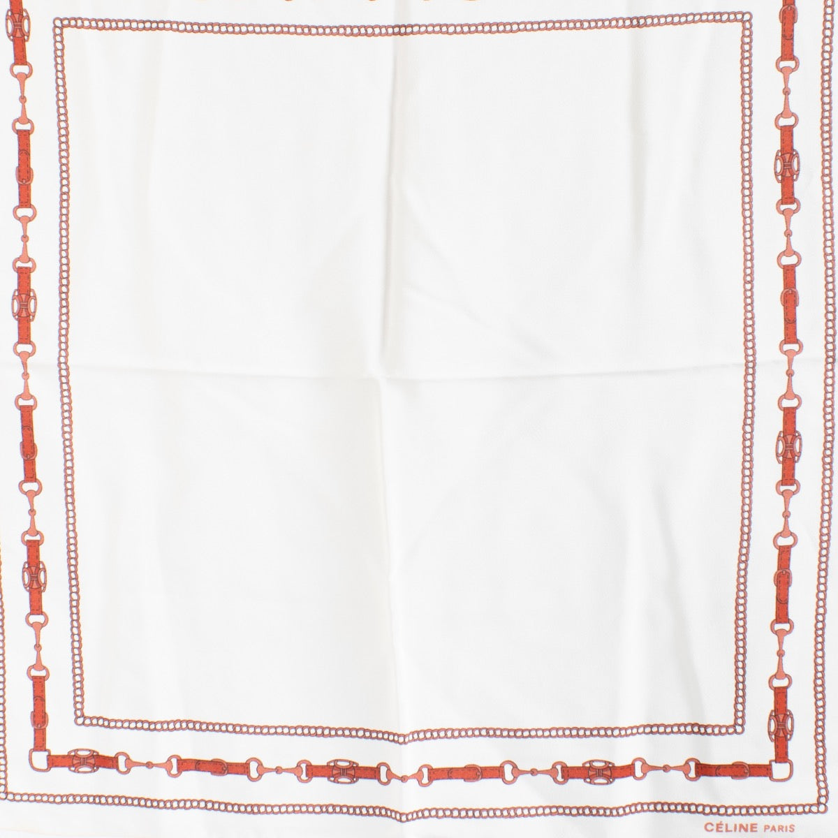 authentic preloved Celine Beige/Red Silk Scarf on Labellov.com