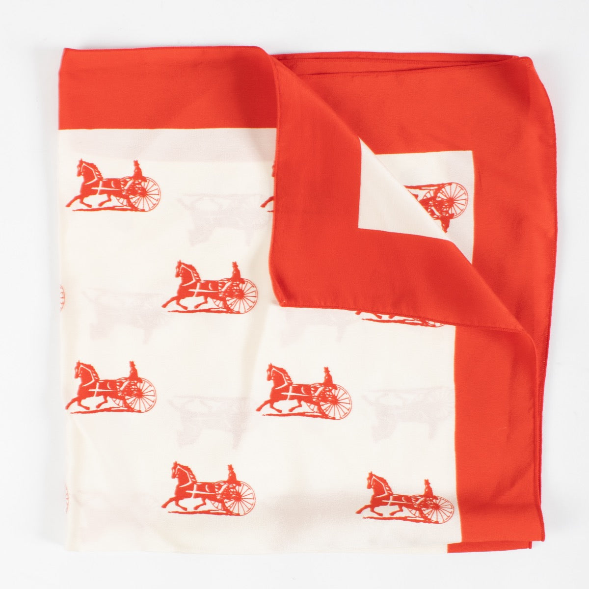 authentic preloved Celine Red Carriage Scarf on Labellov.com