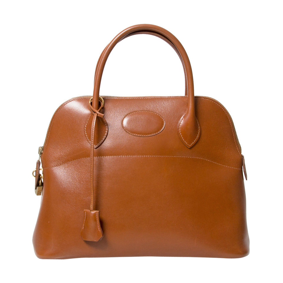 Hermès Bolide 31 Cognac Box Calf Tote Bag