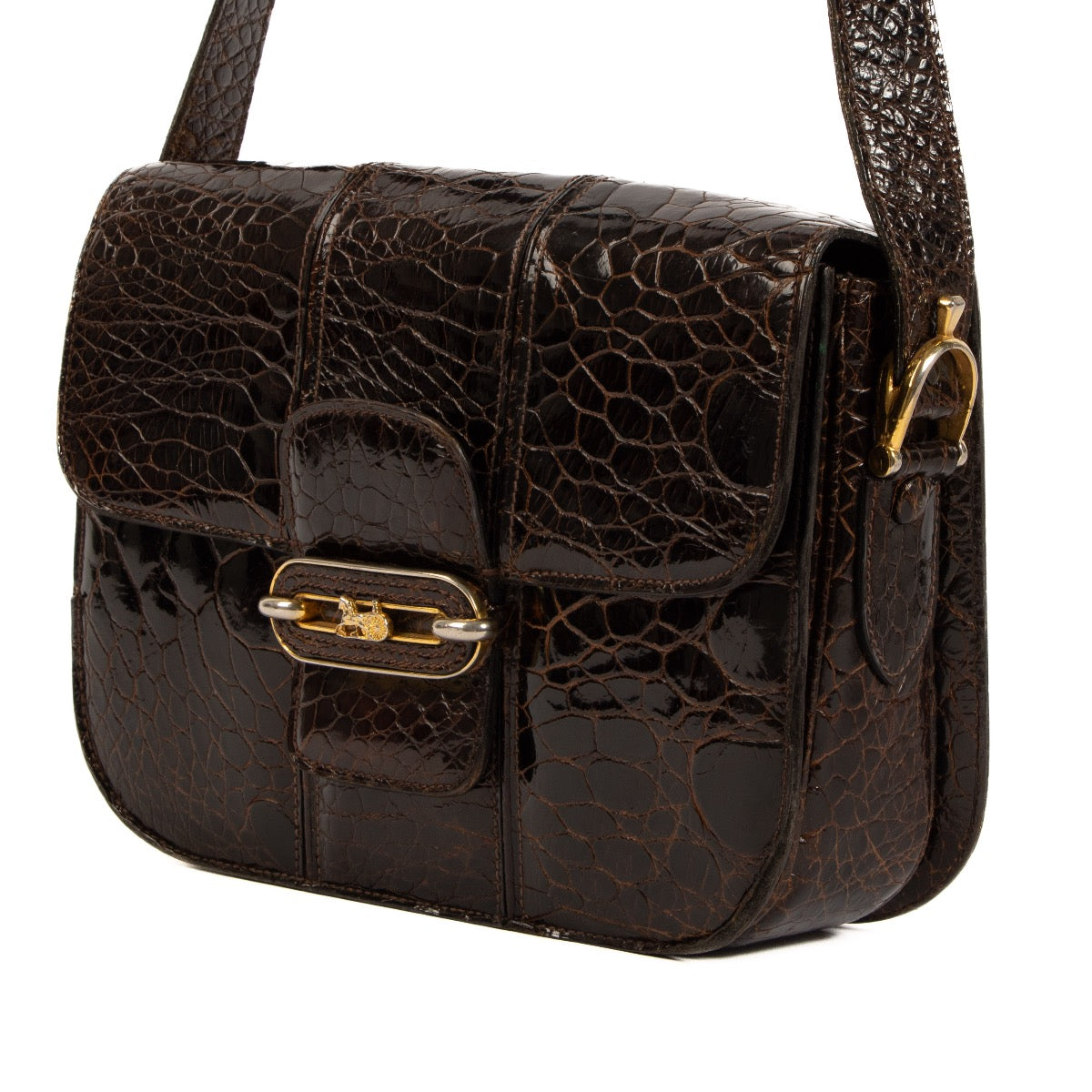 Shop 100% authentic second-hand Céline Brown Alligator Carriage Vintage Crossbody Bag on Labellov.com