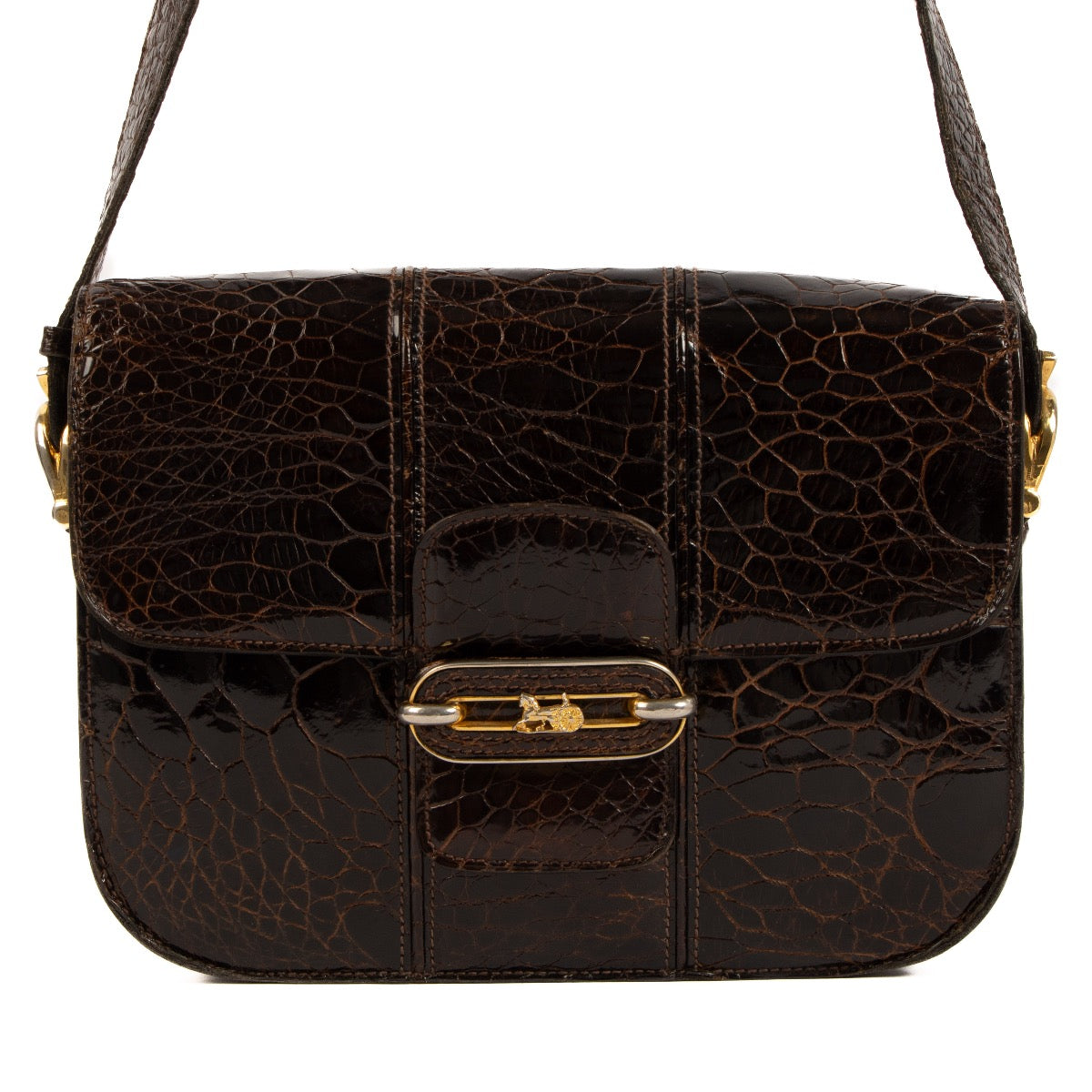 Shop 100% authentic second-hand Céline Brown Alligator Carriage Vintage Crossbody Bag on Labellov.com