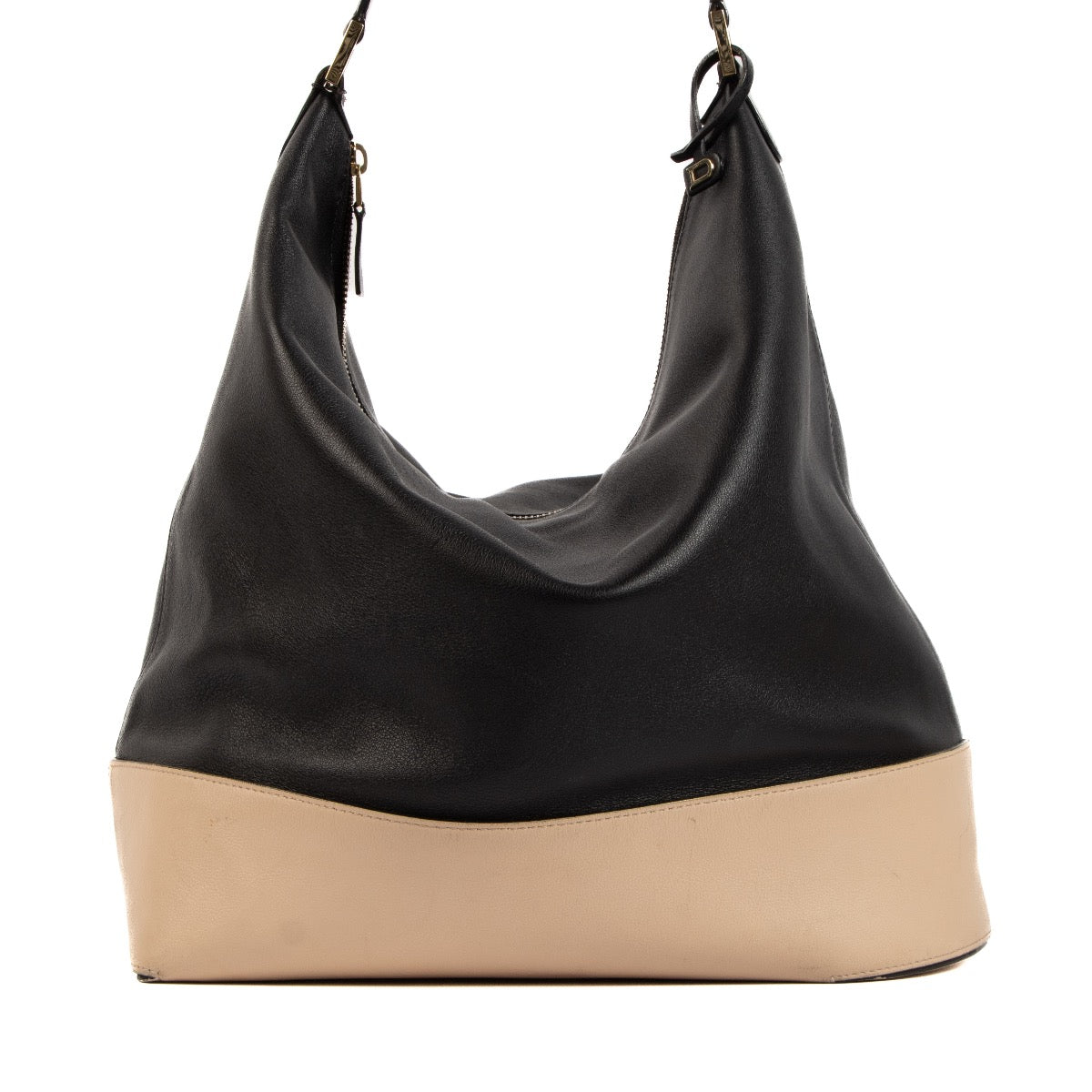 Shop 100% authentic second-hand Delvaux Every D Hobo Allure Bicolore Black-Nude Shoulder Bag on Labellov.com