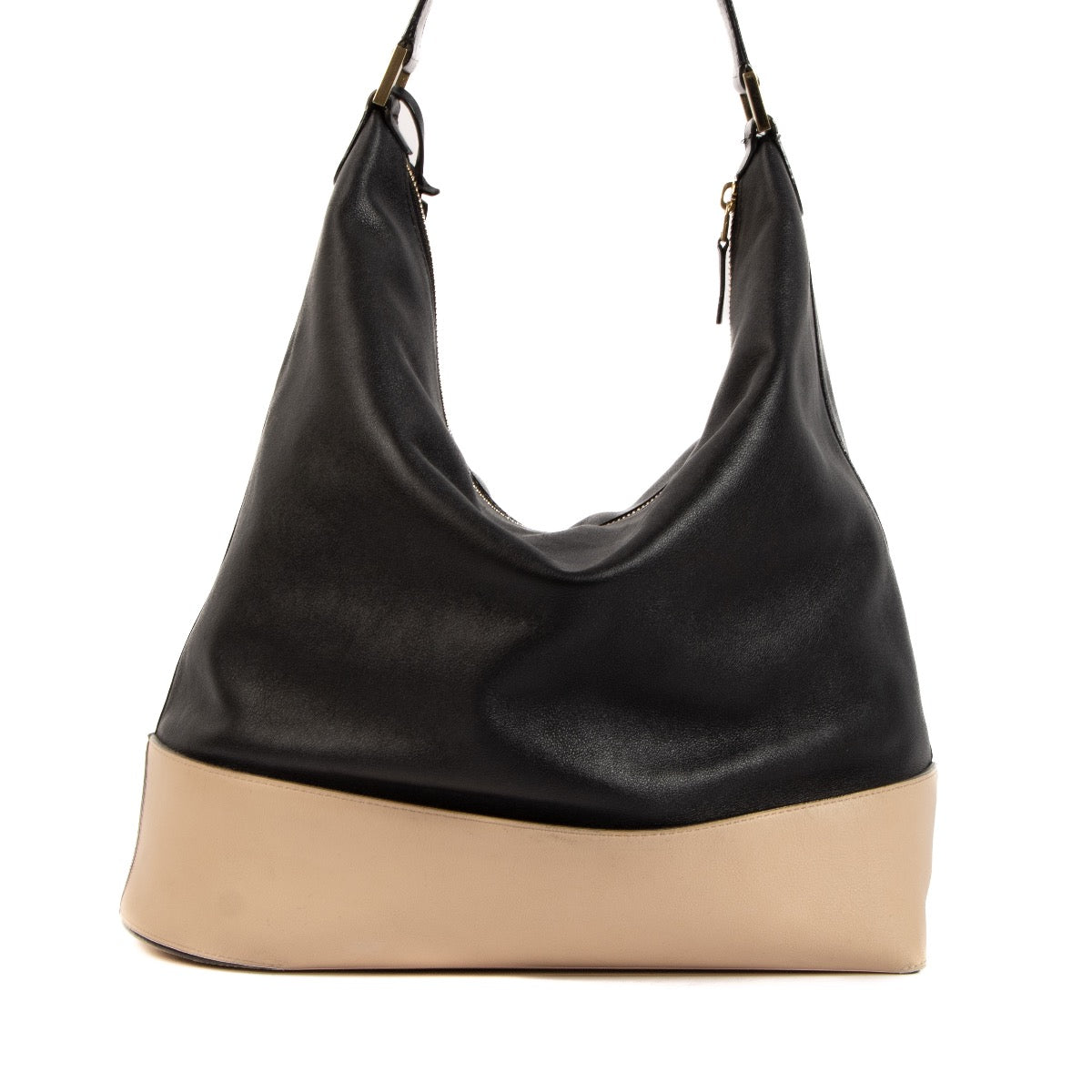 Shop 100% authentic second-hand Delvaux Every D Hobo Allure Bicolore Black-Nude Shoulder Bag on Labellov.com