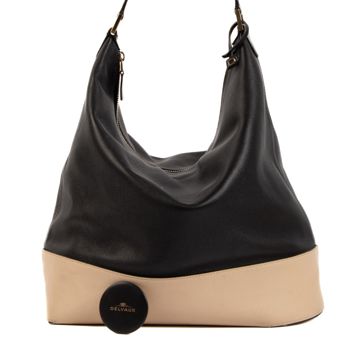 Shop 100% authentic second-hand Delvaux Every D Hobo Allure Bicolore Black-Nude Shoulder Bag on Labellov.com