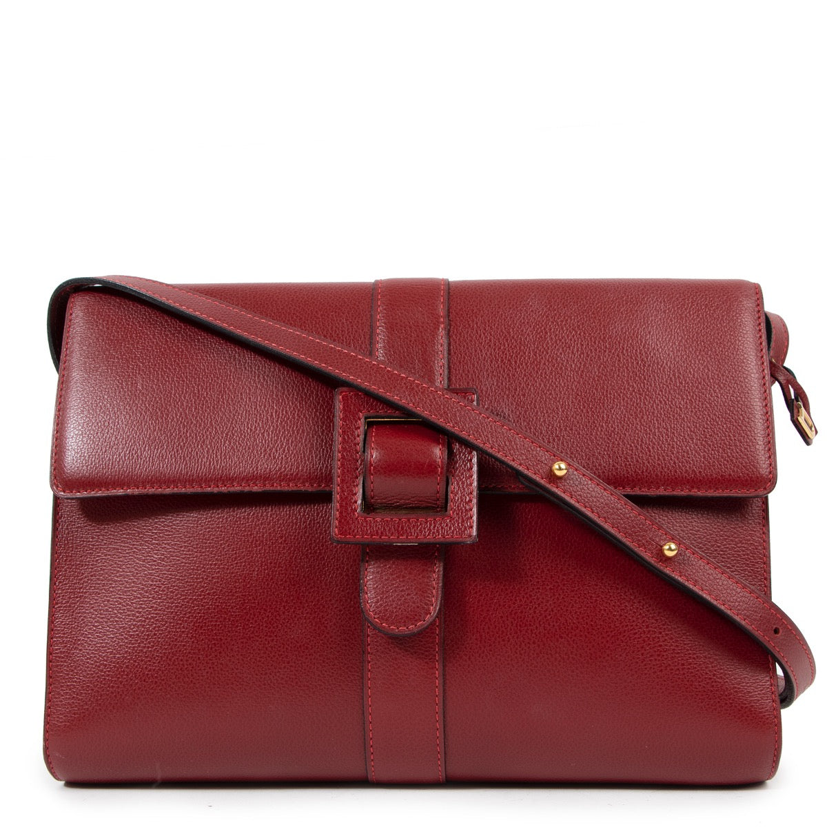 Shop safe online at Labellov in Antwerp this 100% authentic second hand Delvaux Rosso Jumping Nouveau Leather Promesse Crossbody Bag
