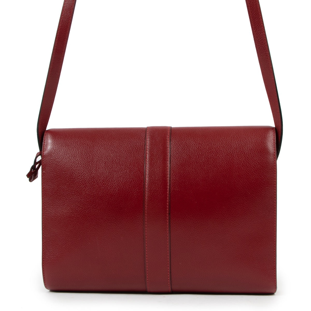 Shop safe online at Labellov in Antwerp this 100% authentic second hand Delvaux Rosso Jumping Nouveau Leather Promesse Crossbody Bag