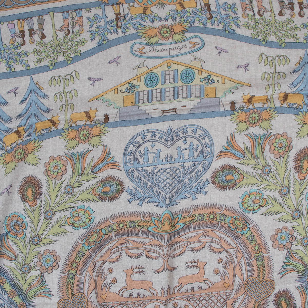 Shop safe online at Labellov in Antwerp this 100% authentic second hand Hermès Beige Découpages Cashmere and Silk Scarf