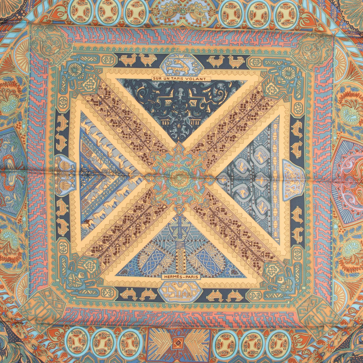 Buy an authentic second hand Hermès Sur un Tapis volant silk scarf at Labellov.