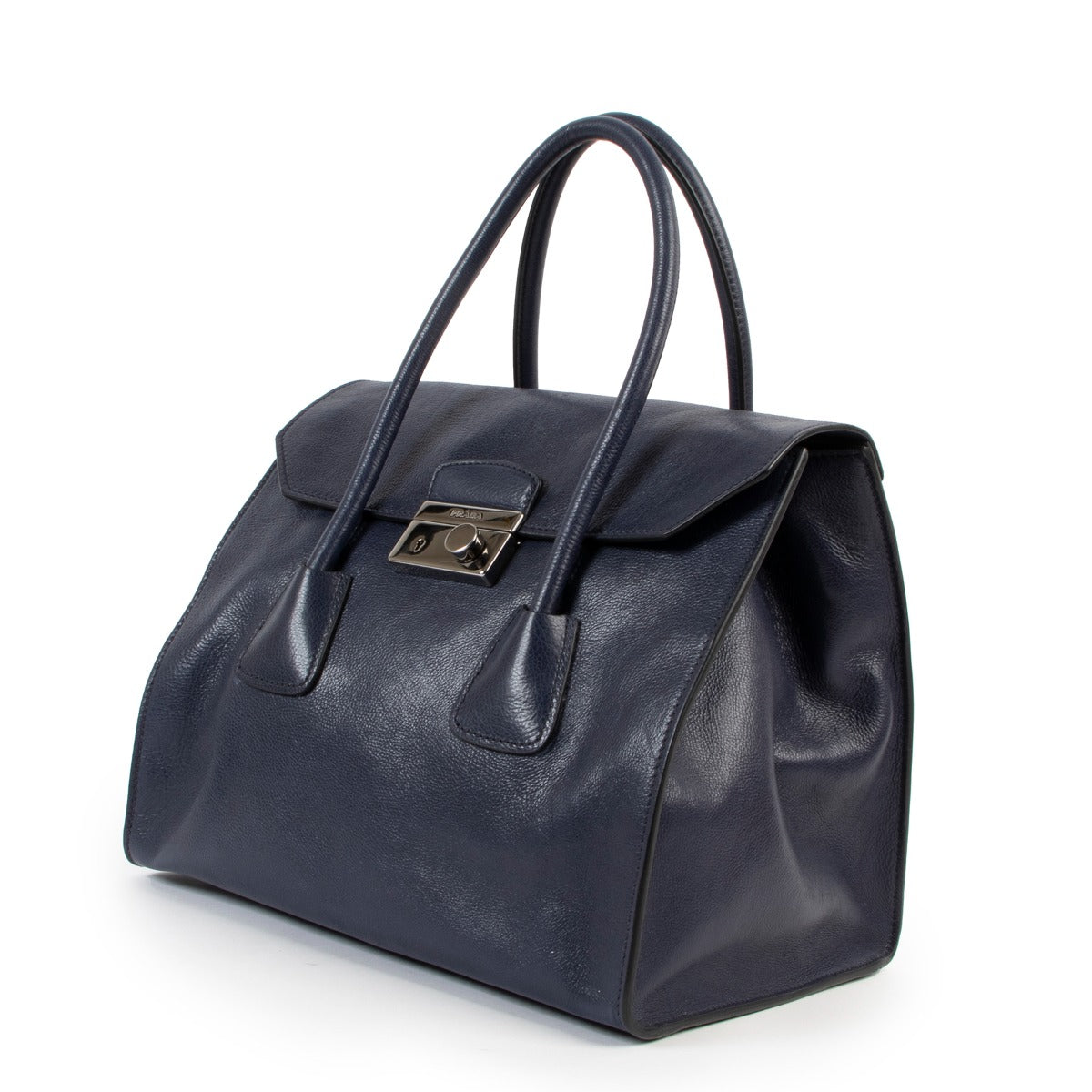 Shop second hand luxury high-end designer Prada BN2661 Blue Glace Calf Tote Bag at Labellov