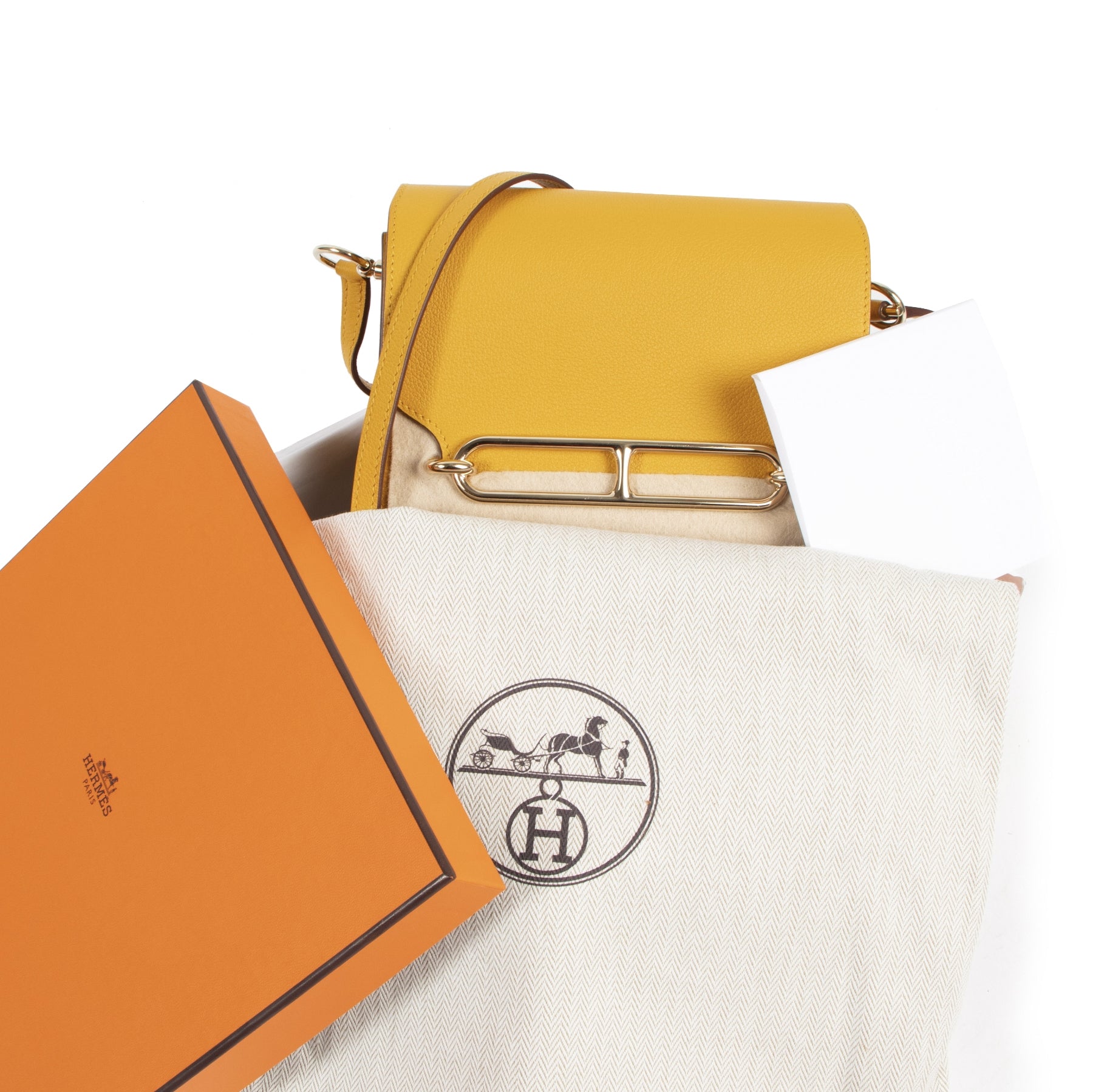 We buy and sell your authentic designer Hermès Mini Roulis 18 Moutarde GHW
