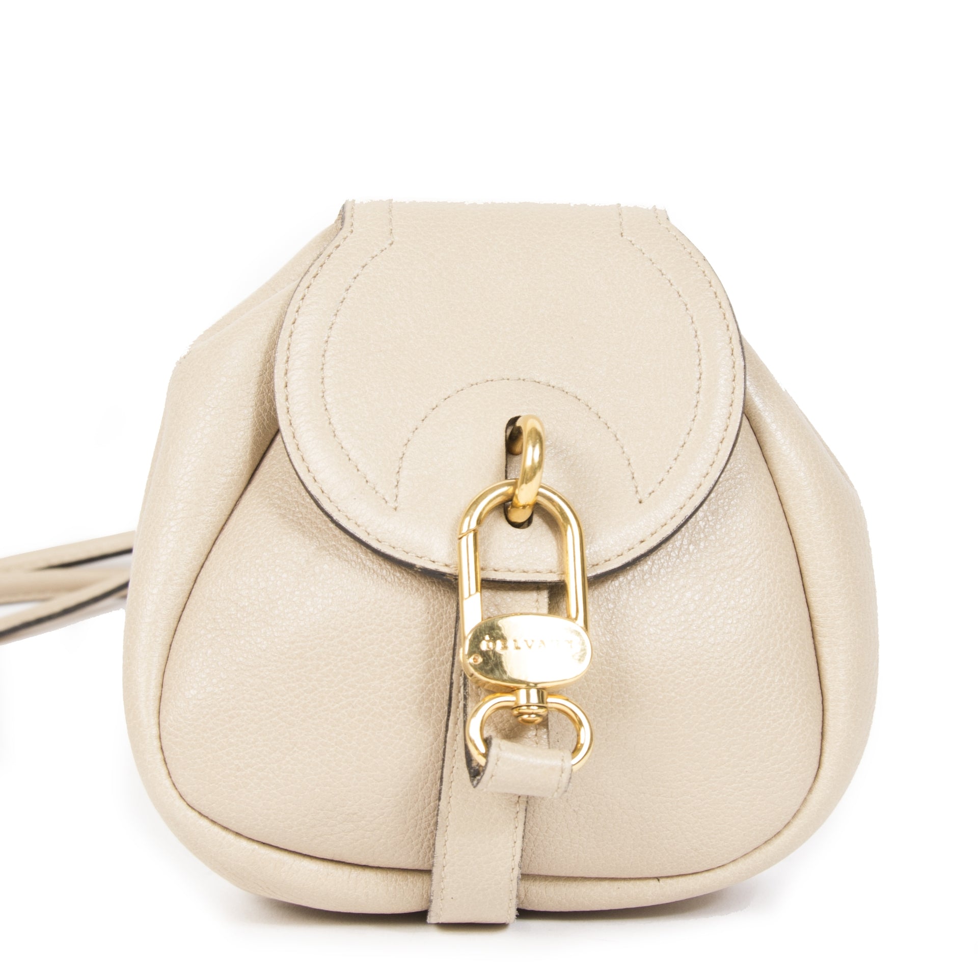 Authentieke Tweedehands Delvaux Beige Cerceau Mini Crossbody Bag juiste prijs veilig online shoppen luxe merken webshop winkelen Antwerpen België mode fashion