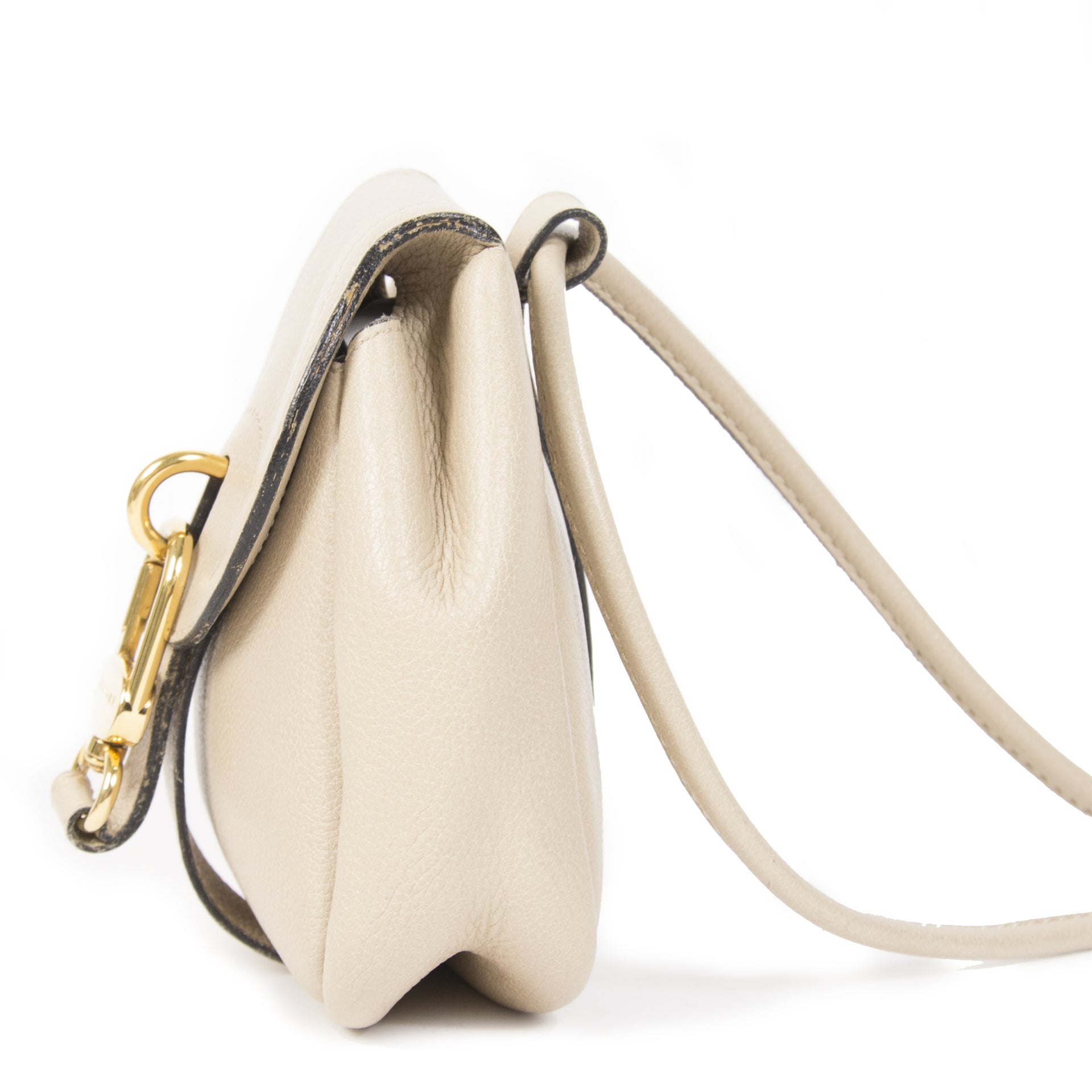 Authentieke Tweedehands Delvaux Beige Cerceau Mini Crossbody Bag juiste prijs veilig online shoppen luxe merken webshop winkelen Antwerpen België mode fashion