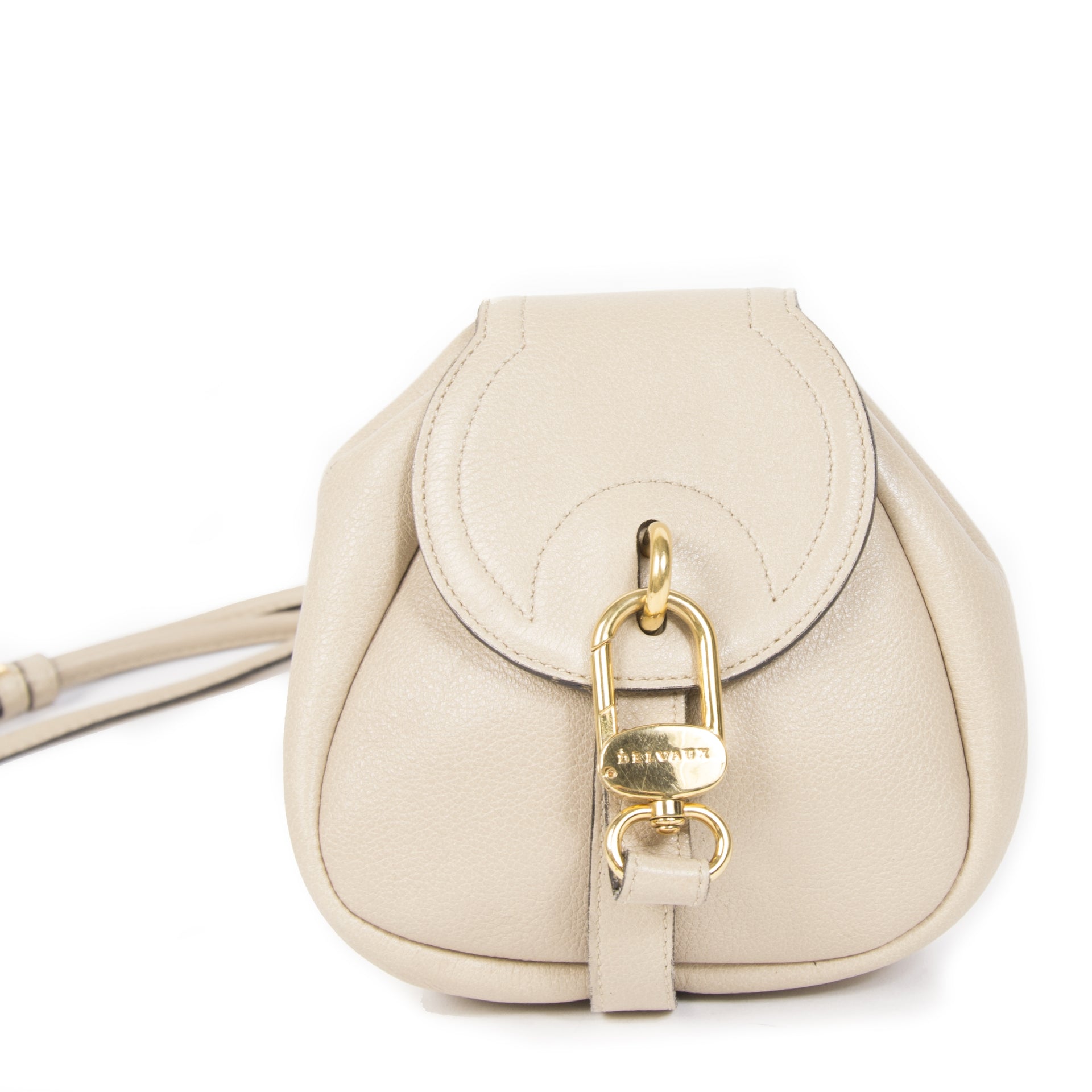 Authentieke Tweedehands Delvaux Beige Cerceau Mini Crossbody Bag juiste prijs veilig online shoppen luxe merken webshop winkelen Antwerpen België mode fashion
