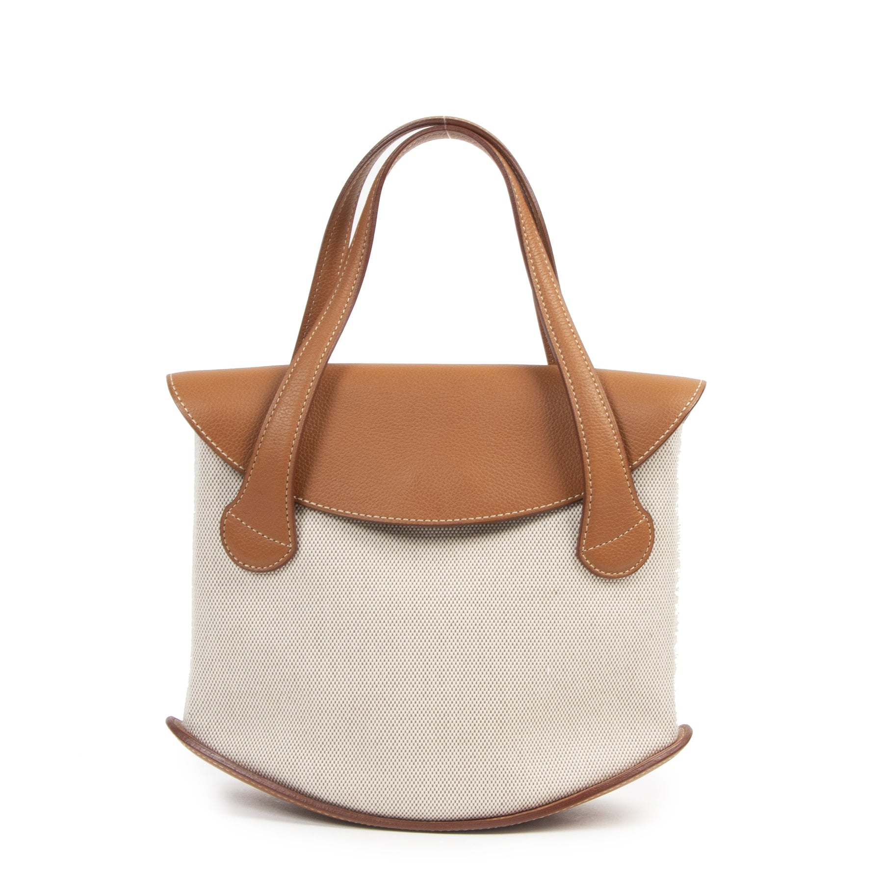 Authentieke Tweedehands Delvaux Mémoire Cognac Leather Canvas Handbag juiste prijs veilig online shoppen luxe merken webshop winkelen Antwerpen België mode fashion