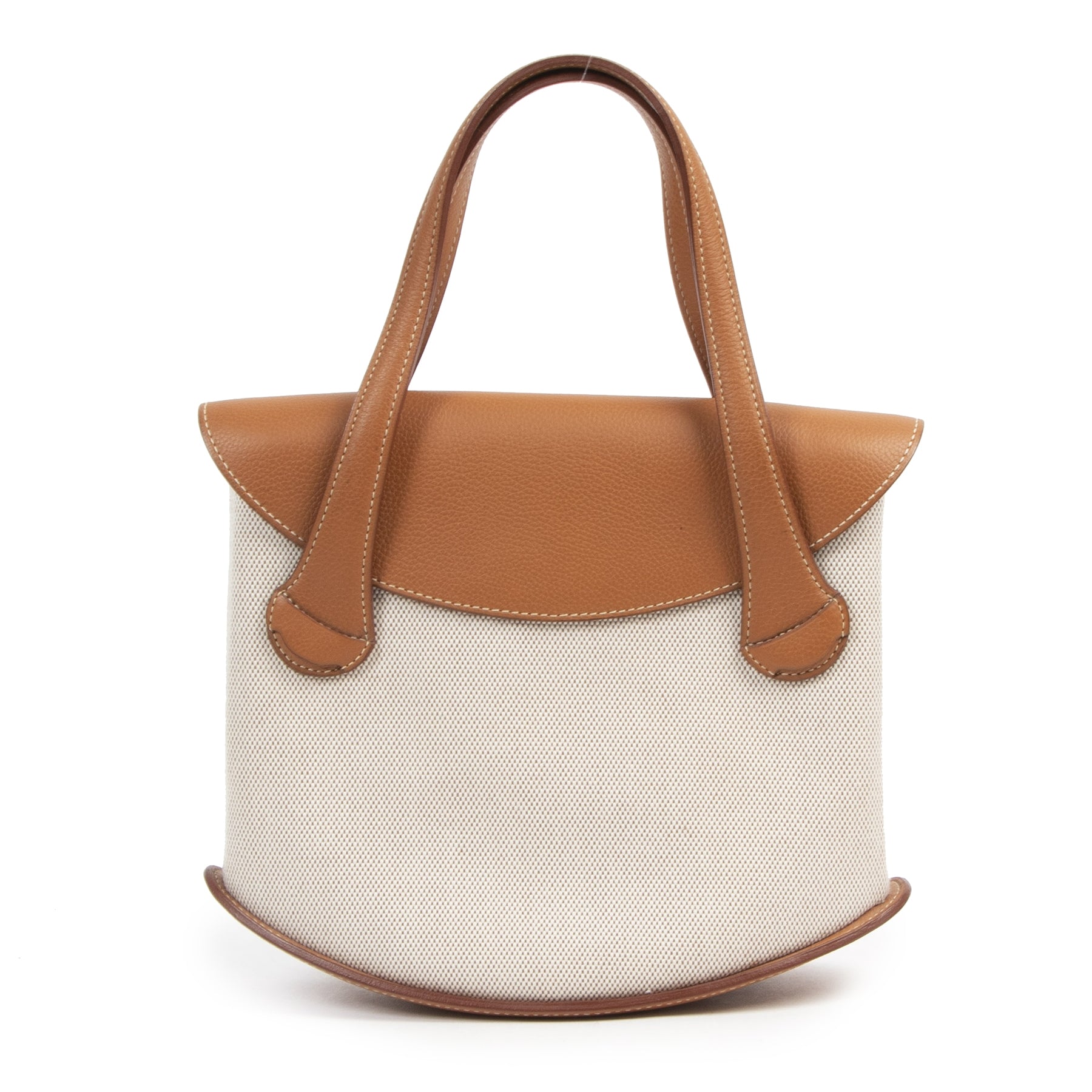 Authentic secondhand Delvaux songe Cognac Leather Canvas Handbag designer bags fashion luxury vintage webshop safe secure online shopping