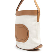 Authentieke tweedehands vintage Delvaux Pin Cabas Toile Lin Allure Bucket Bag koop online webshop LabelLOV