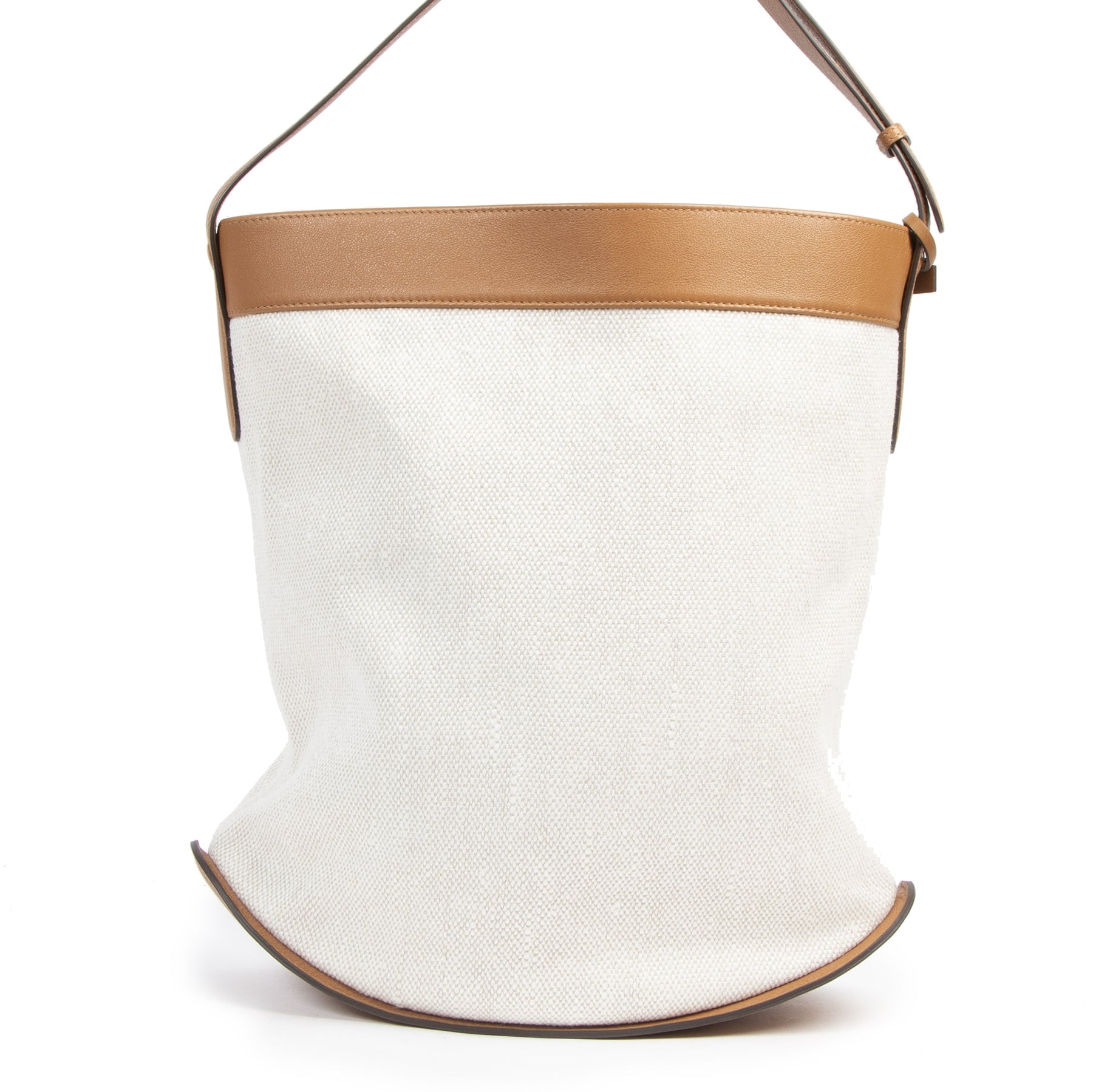 Authentic second-hand vintage Delvaux Pin Cabas Toile Lin Allure Bucket Bag buy online webshop LabelLOV