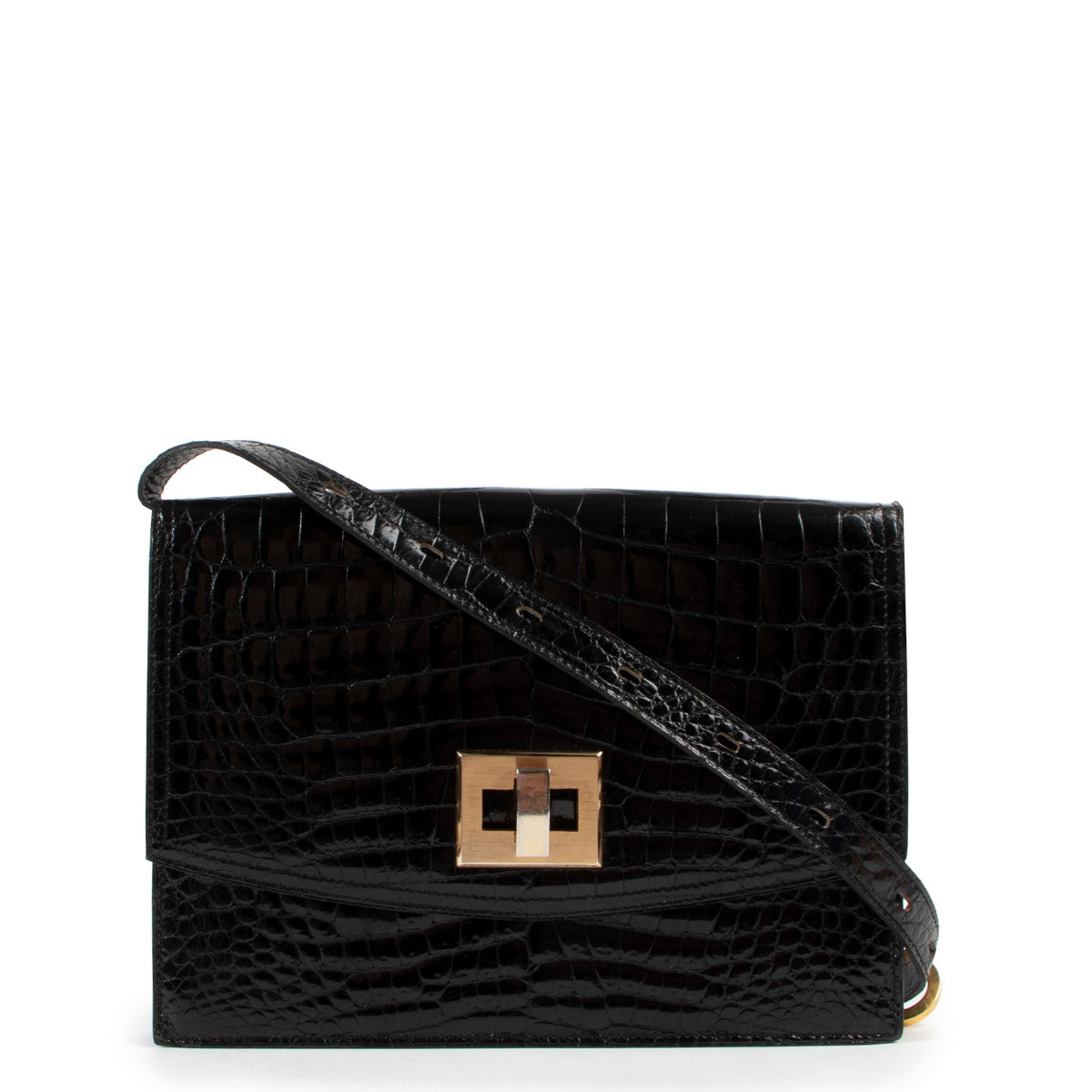 Sac à bandoulière Delvaux Apero en crocodile noir