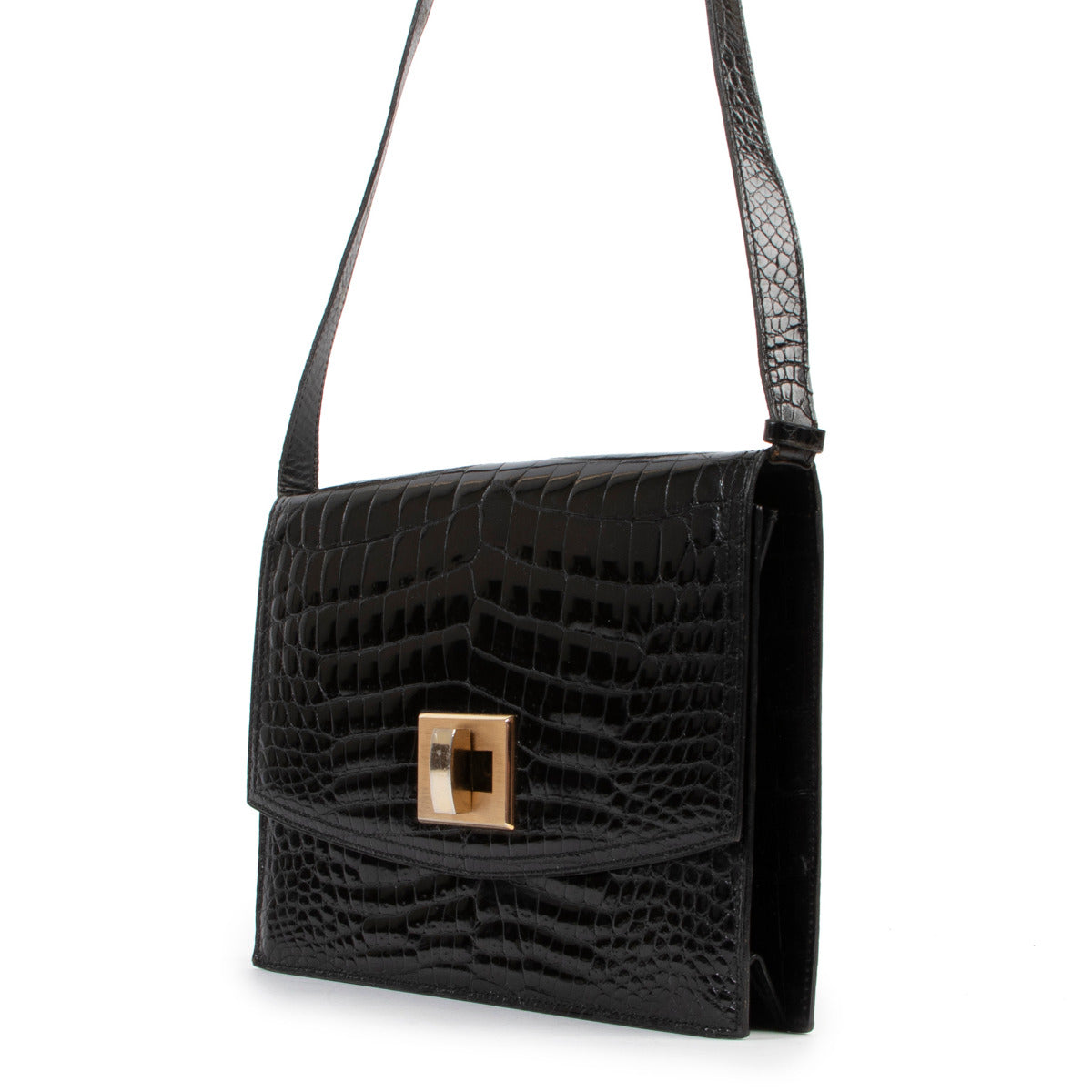Sac à bandoulière Delvaux Apero en crocodile noir