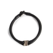 Authentieke Tweedehands Delvaux Black Leather Bracelet Silver D juiste prijs veilig online shoppen luxe merken webshop winkelen Antwerpen België mode fashion