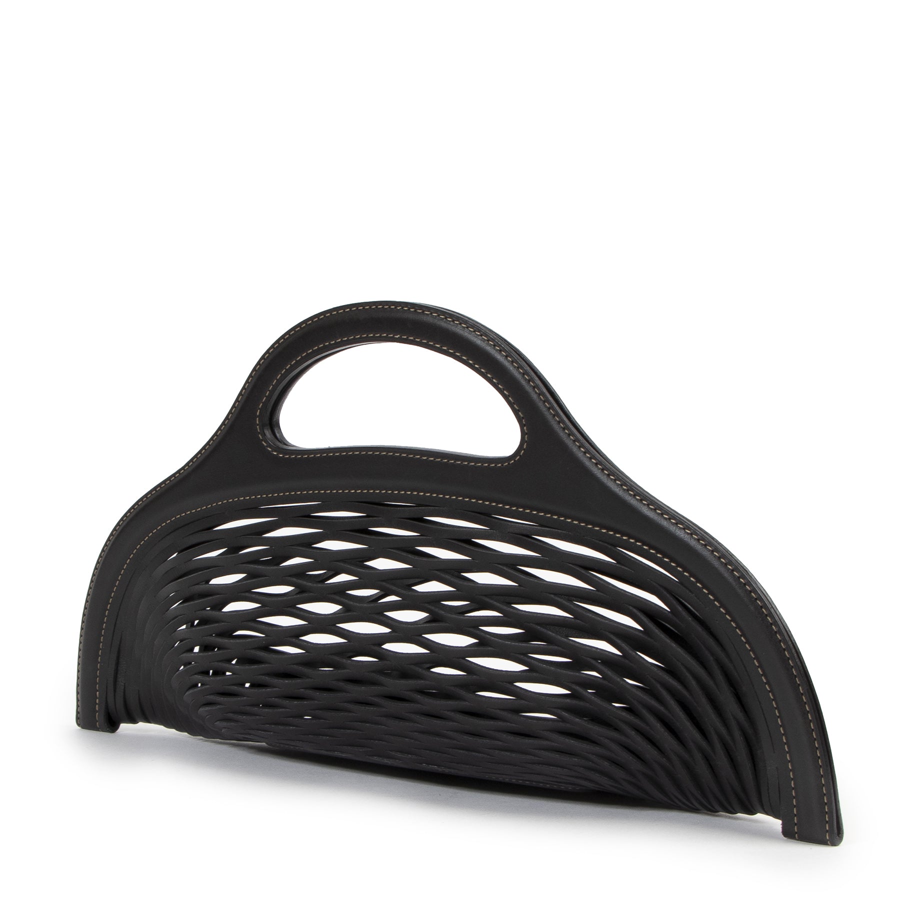 Authentieke Tweedehands Delvaux Limited Edition Black Kaisin Basket Bag juiste prijs veilig online shoppen luxe merken webshop winkelen Antwerpen België mode fashion