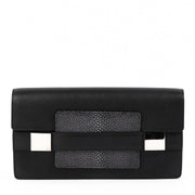 Delvaux Black Madame Galuchat Pochette Clutch