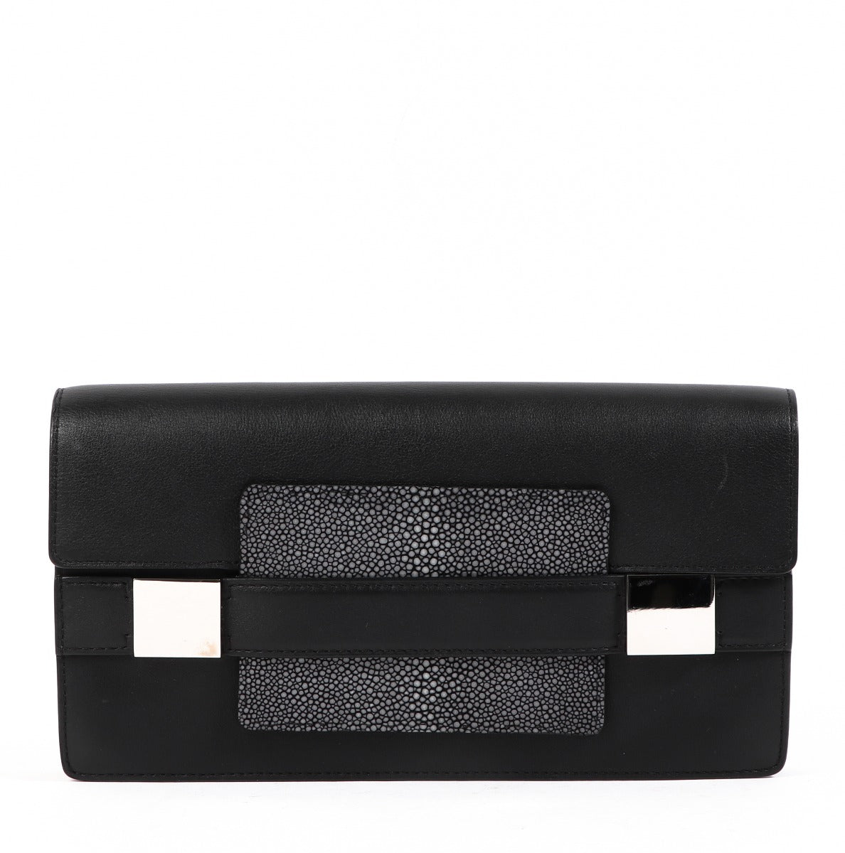 Delvaux Black Madame Galuchat Pochette Clutch