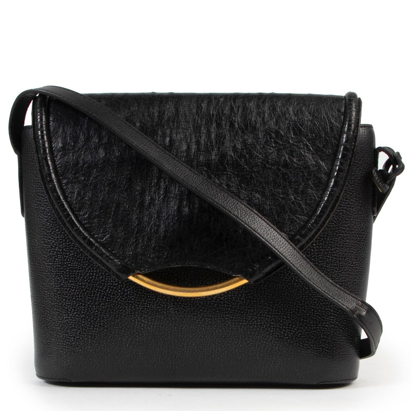 Shop online authentic second hand Delvaux Black Ostrich eclair Crossbody Bag at Labellov.com.