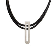 Authentic secondhand Delvaux Black Leather Necklace Silver D designer accessories designer jewelry designer brands fashion luxury vintage webshop safe secure online shopping