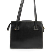 Authentieke tweedehands vintage Delvaux Black Double Strap Shoulder Bag koop online webshop LabelLOV