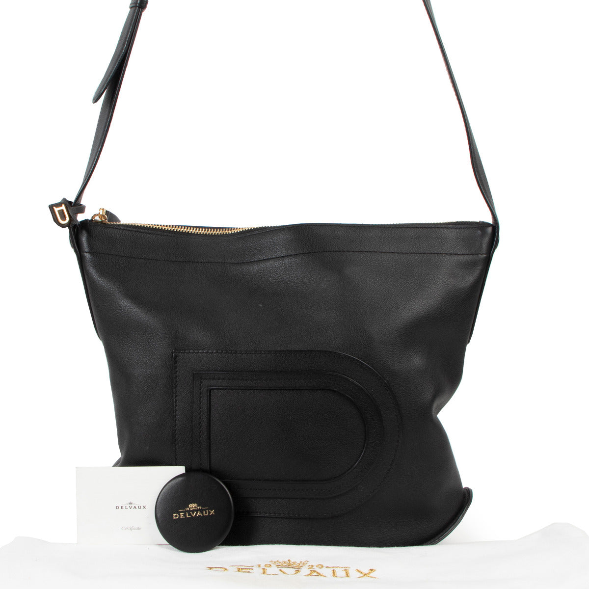 Delvaux Black Pin Baudrier Crossbody Bag for the best price at Labellov secondhand luxury in Antwerp
