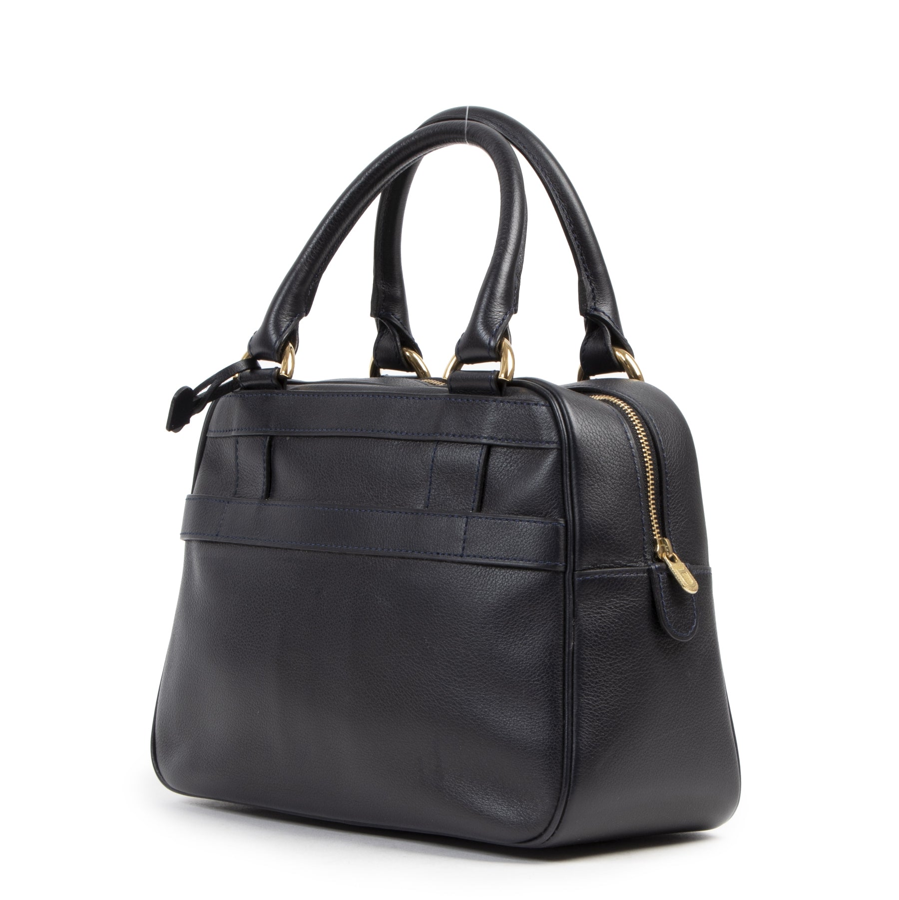Authentique seconde-main vintage Delvaux Blue Top Handle Bag achète en ligne webshop LabelLOV