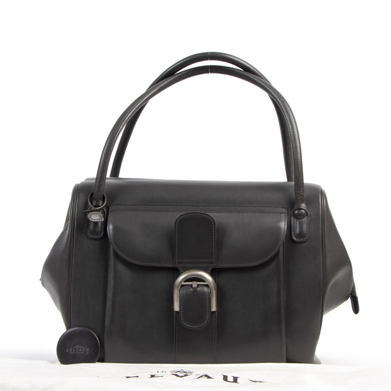 Authentieke tweedehands vintage Delvaux Grey Brillant 12H Fauve Bourgogne Bag koop online webshop LabelLOV