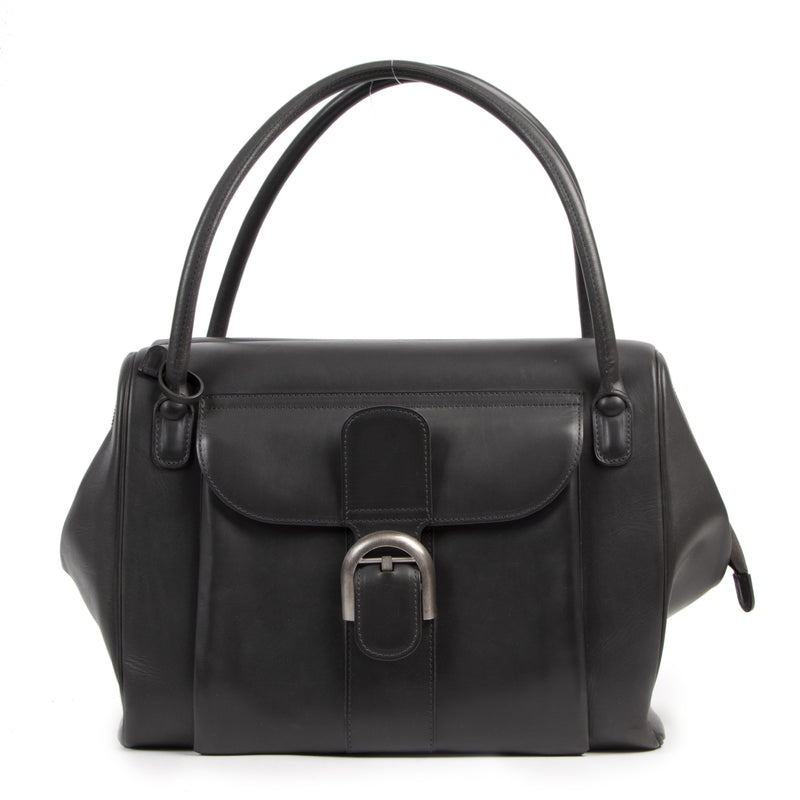 Authentic second-hand vintage Delvaux Grey Brillant 12H Fauve Bourgogne Bag buy online webshop LabelLOV