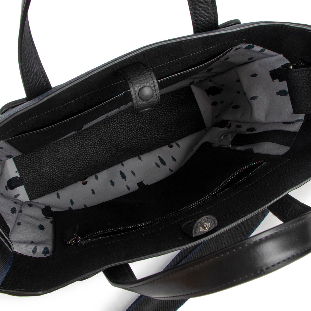 Cabas Delvaux Magritte Taurillon Soft Bleu Marine/Noir