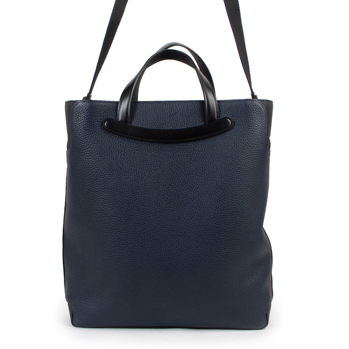 Cabas Delvaux Magritte Taurillon Soft Bleu Marine/Noir