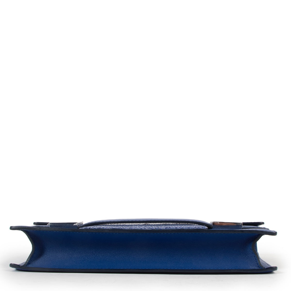 Shop safe online at Labellov in Antwerp this 100% authentic second hand Delvaux Bleu De Prusse Galuchat Madame Clutch