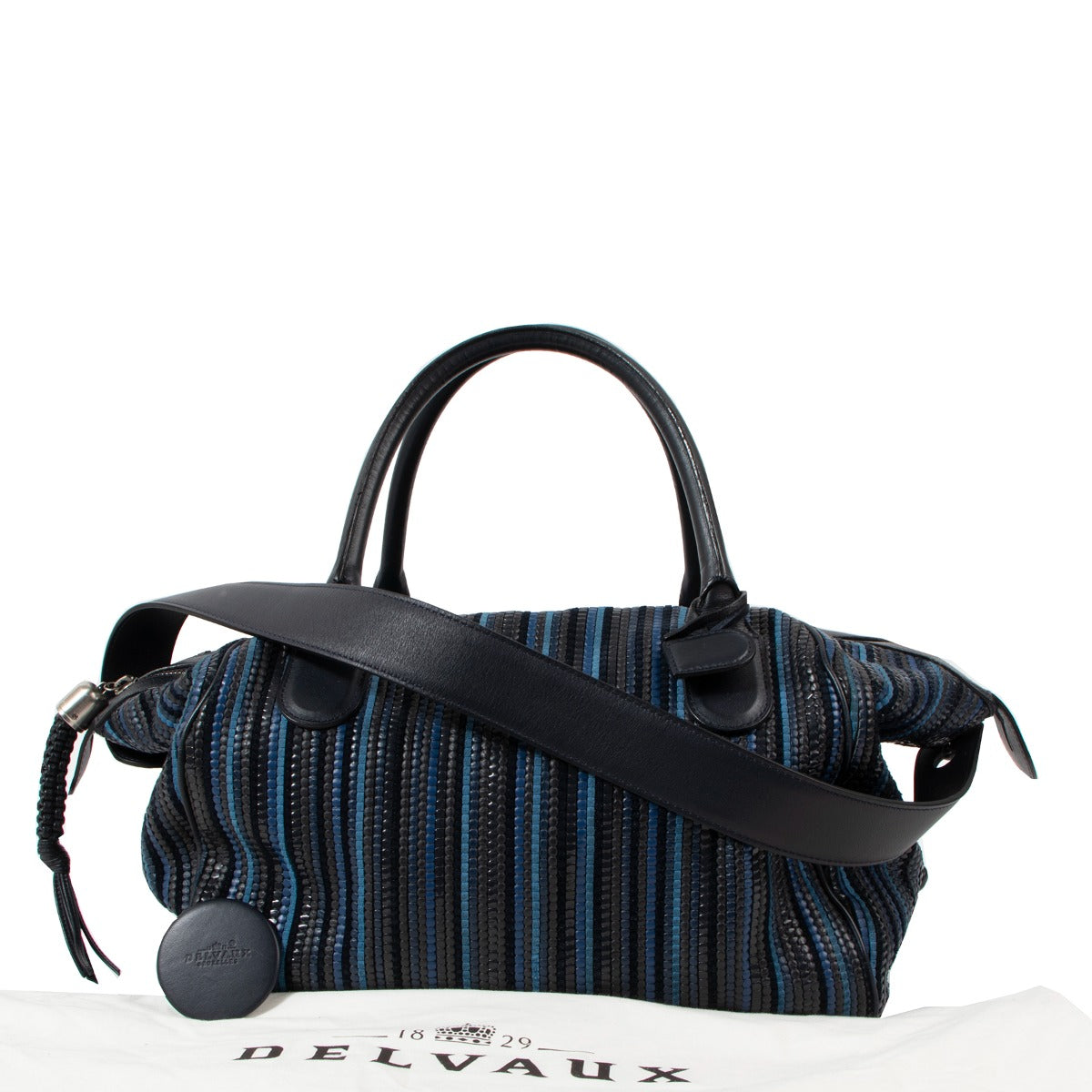 Delvaux Napoli Blue Toile de Cuir Handbag