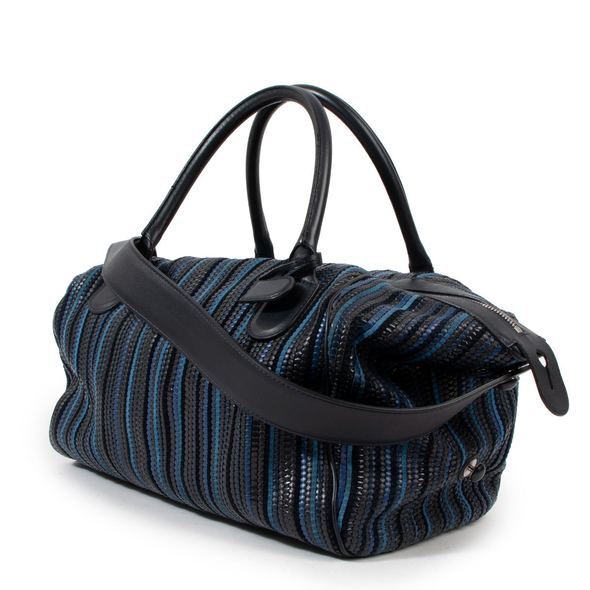 Delvaux Napoli Blue Toile de Cuir Handbag