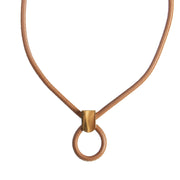 Authentieke Tweedehands Delvaux Cognac Leather Collar Necklace juiste prijs veilig online shoppen luxe merken webshop winkelen Antwerpen België mode fashion