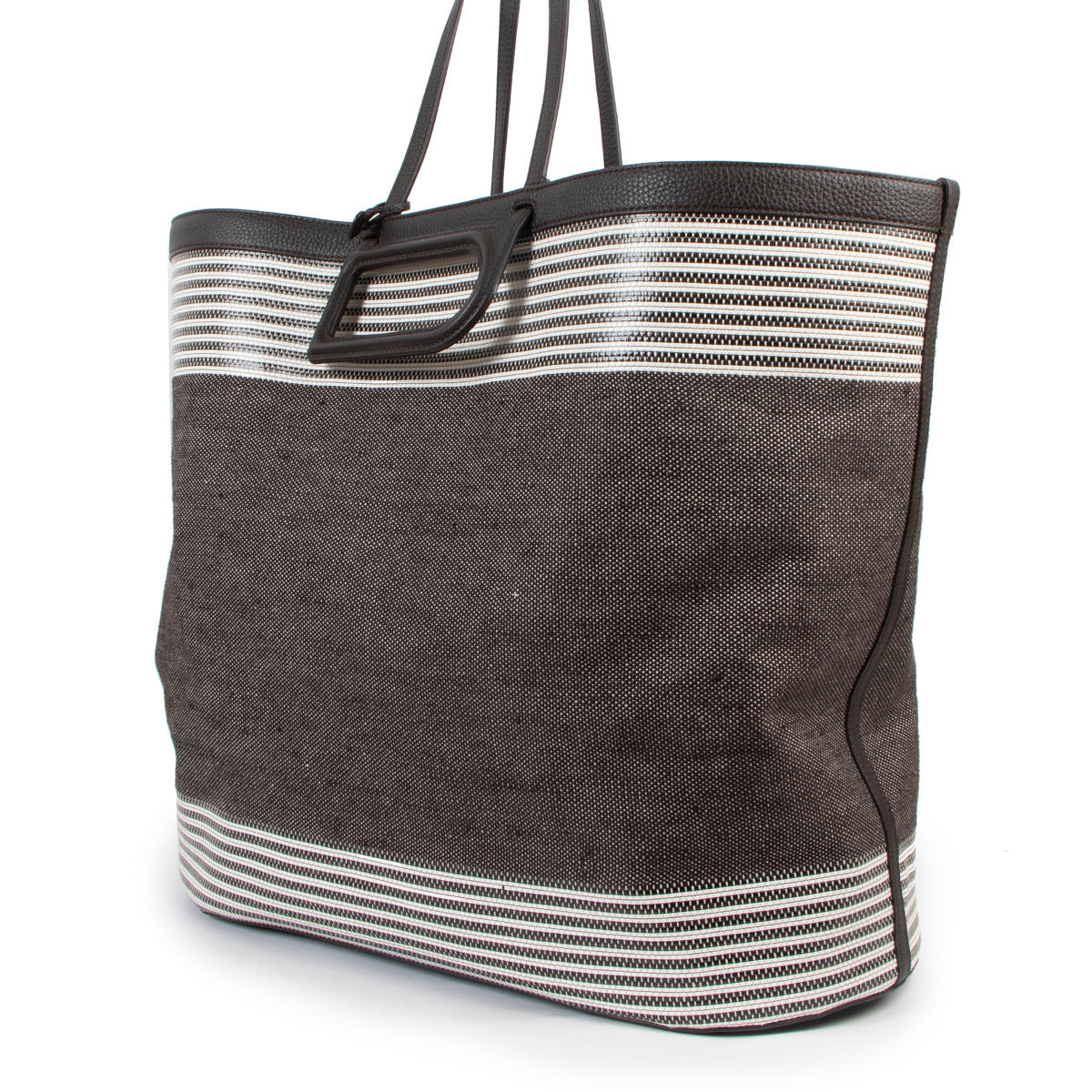 Delvaux D To D XL Toile Sangle Taurillon Ebène Tote Bag