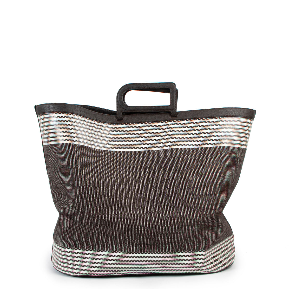 Delvaux D To D XL Toile Sangle Taurillon Ebène Tote Bag