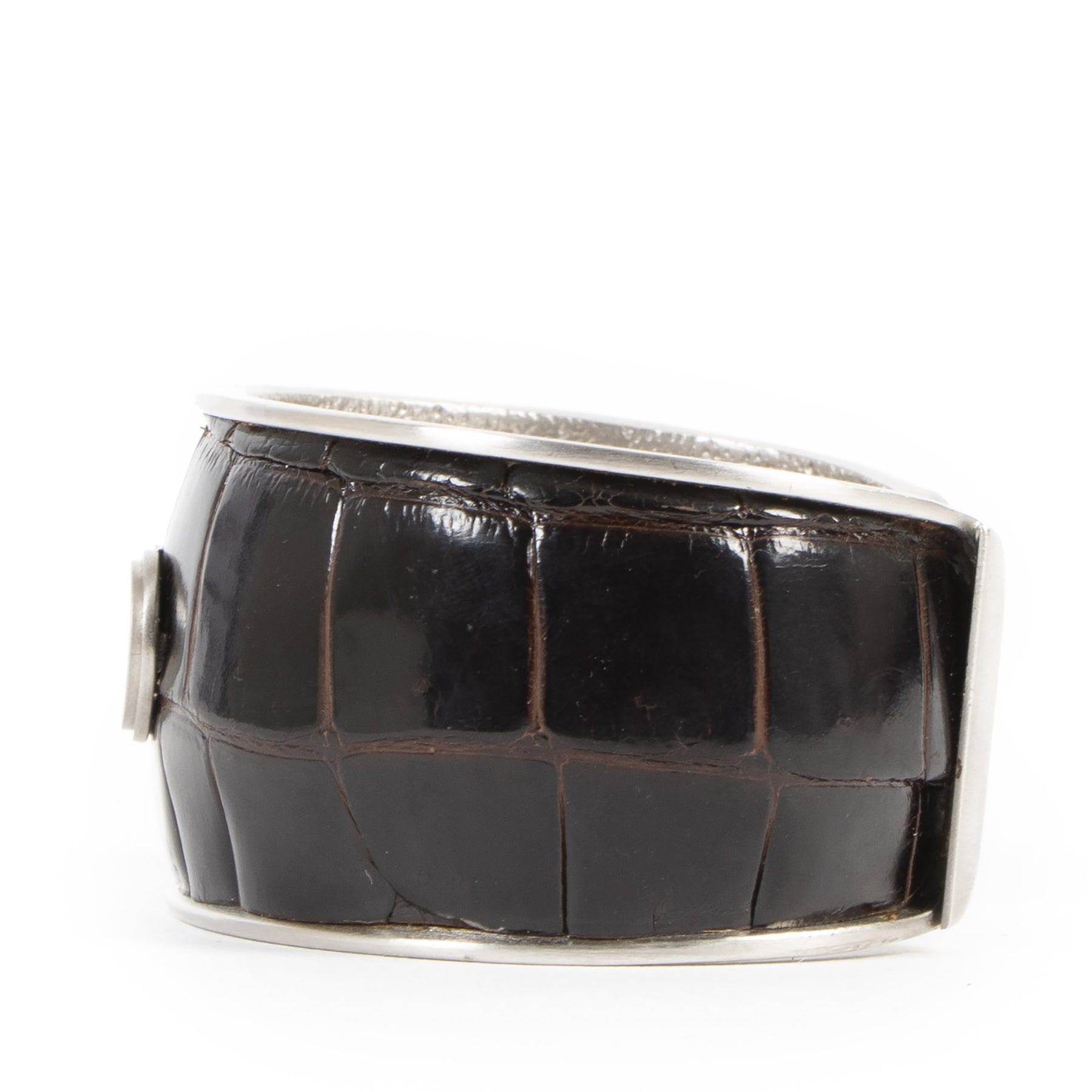 Delvaux Brown Croco Cuff Bracelet
