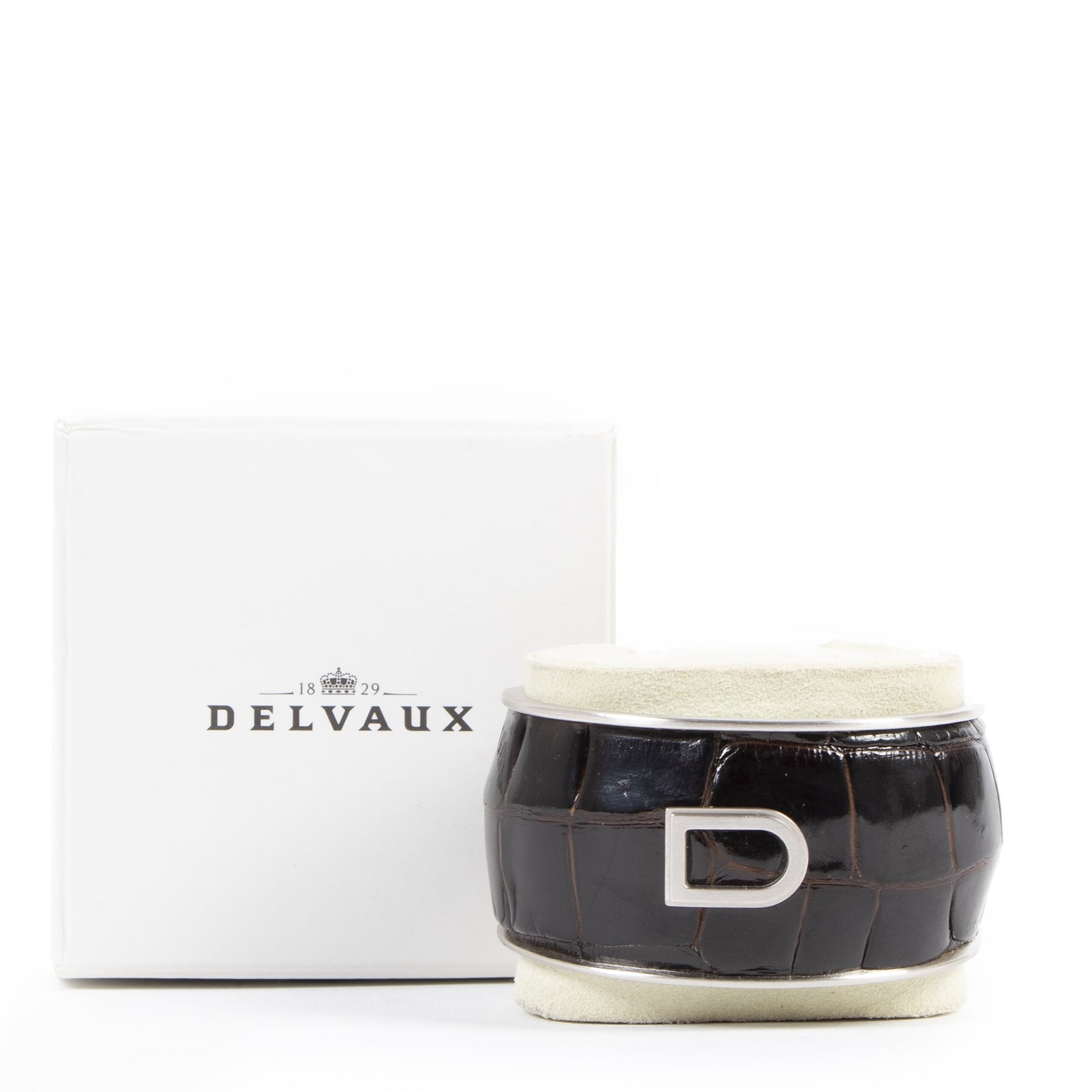 Delvaux Brown Croco Cuff Bracelet