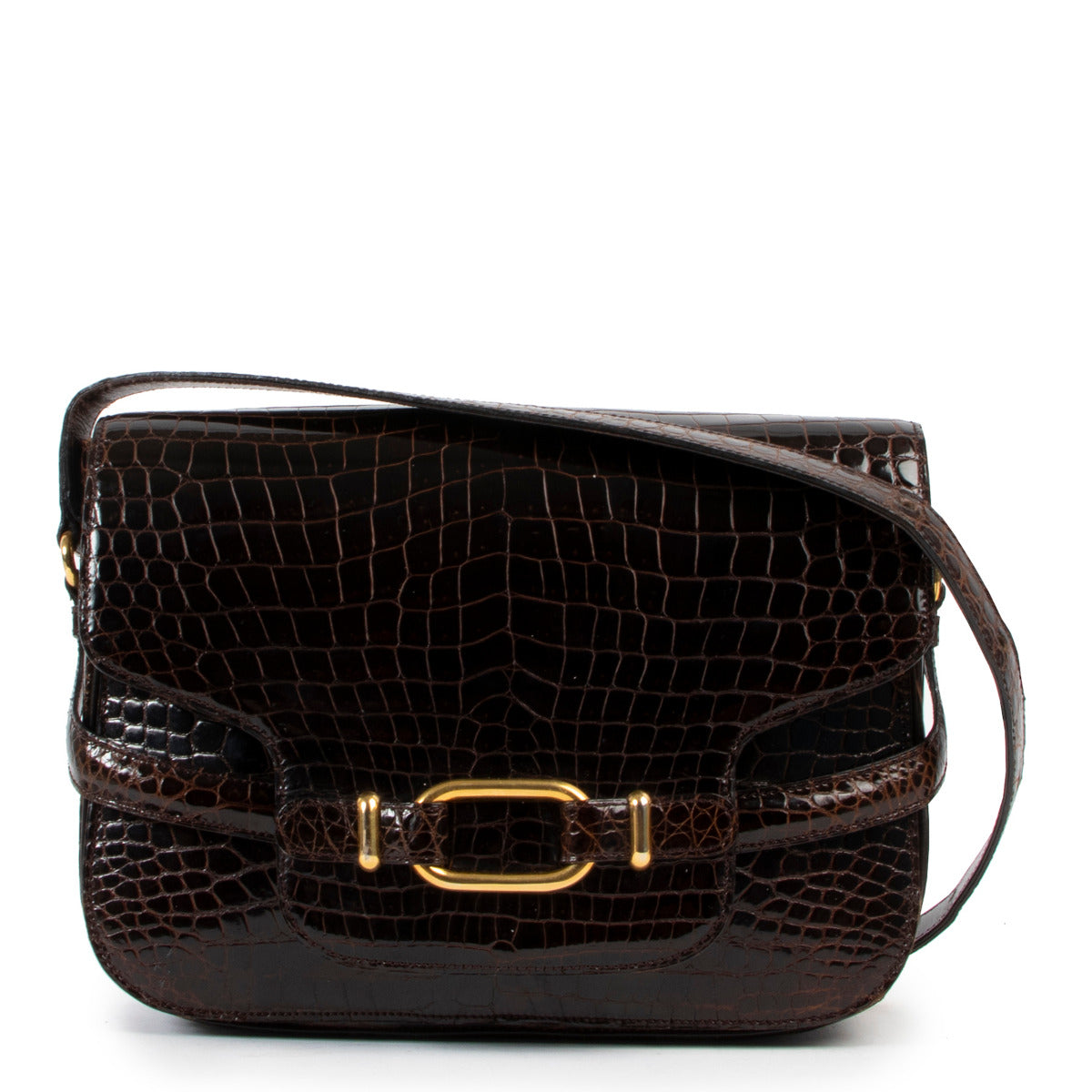 Delvaux Brown Vintage Croco Crossbody Bag for the best price