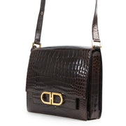 Delvaux Brown Croco Bourgogne Shoulder Bag