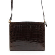 Delvaux Brown Croco Bourgogne Shoulder Bag