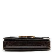 Delvaux Brown Croco Bourgogne Shoulder Bag