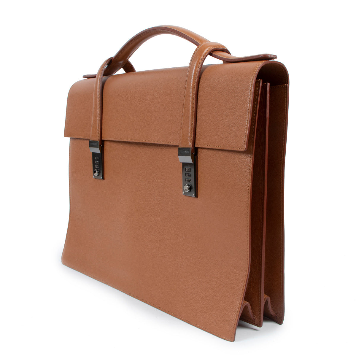 Delvaux Fauve Grained Leather Caractère 2 Briefcase